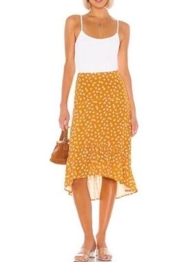 Privacy Please Carina Floral Midi Skirt Small High-Low Ruffle Hem